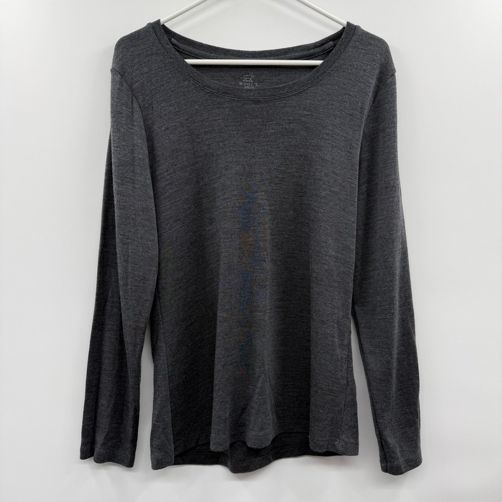 Woolx Women's Kenzie Long Sleeve 100% Merino Wool Scoop
Neck Top Gray large